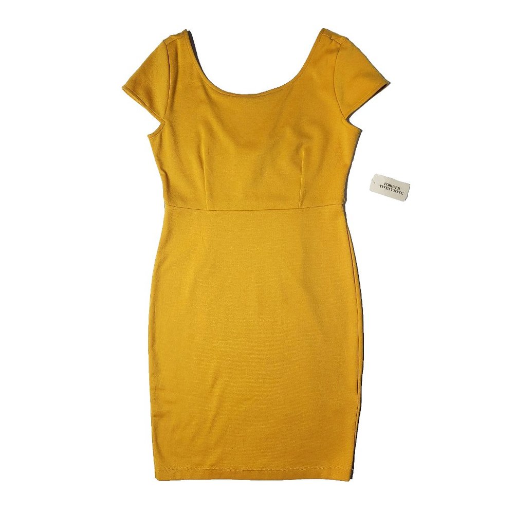 Forever 21 Mustard Yellow Dress with Cap Sleeves